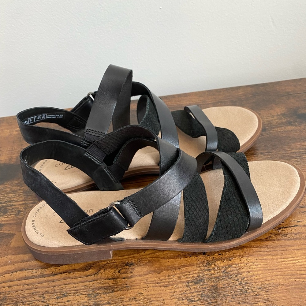 Clarks Declan Mix Black Leather Sandals - Size 7 - Picture 6 of 13
